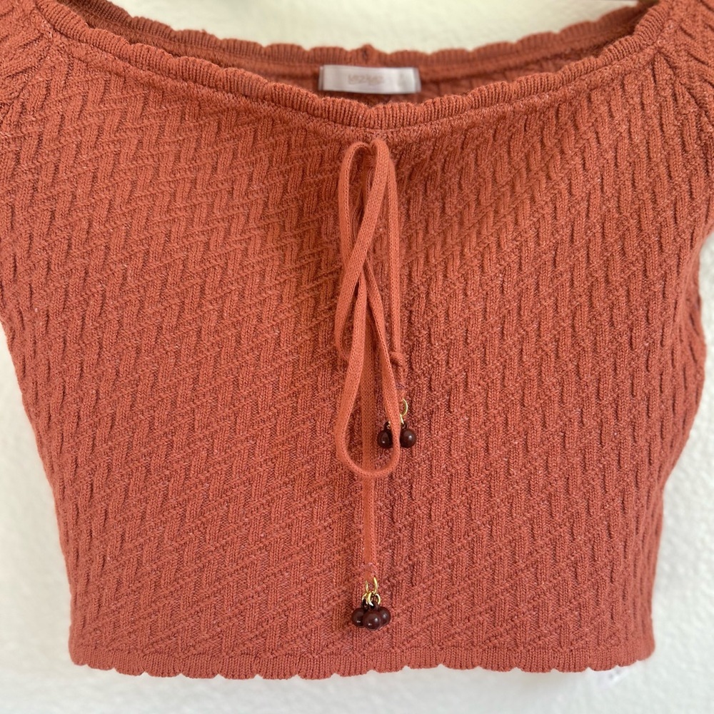Knit Blush Pink Beaded Crop - Picture 3 of 3